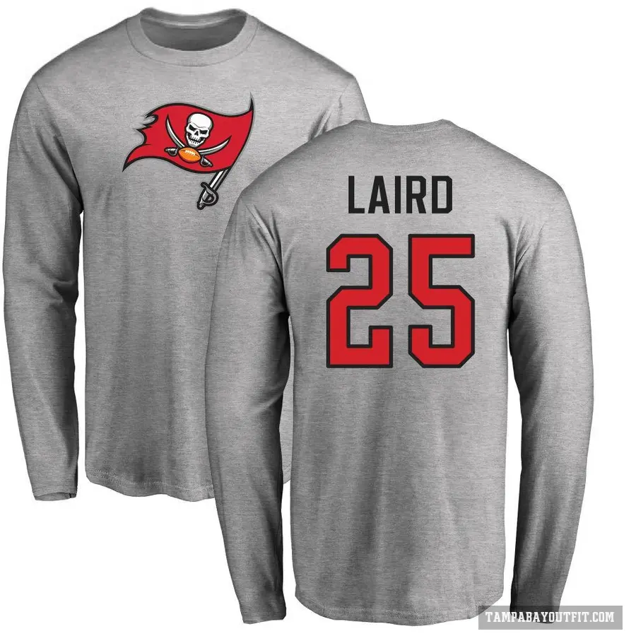 Men's ＃25 Patrick Laird Tampa Bay Buccaneers Ash Logo Long Sleeve T-Shirt