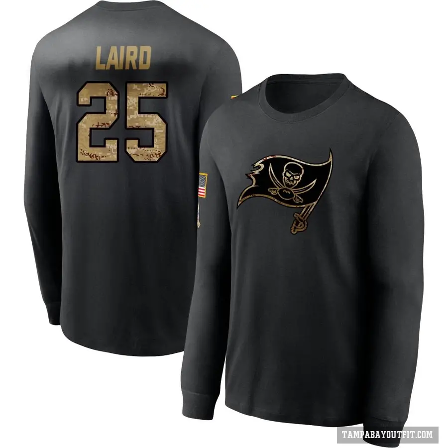 Men's ＃25 Patrick Laird Tampa Bay Buccaneers Black 2020 Salute To Service Sideline Performance Long Sleeve T-Shirt