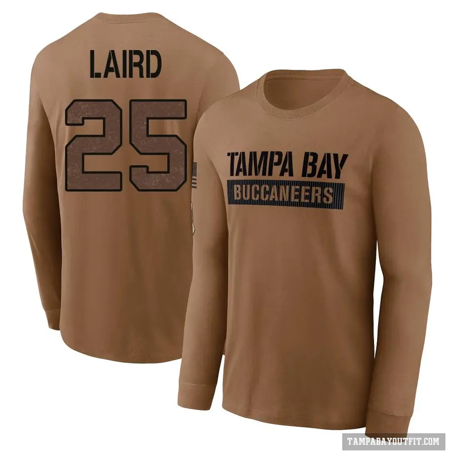 Men's ＃25 Patrick Laird Tampa Bay Buccaneers Brown 2023 Salute To Service Long Sleeve T-Shirt