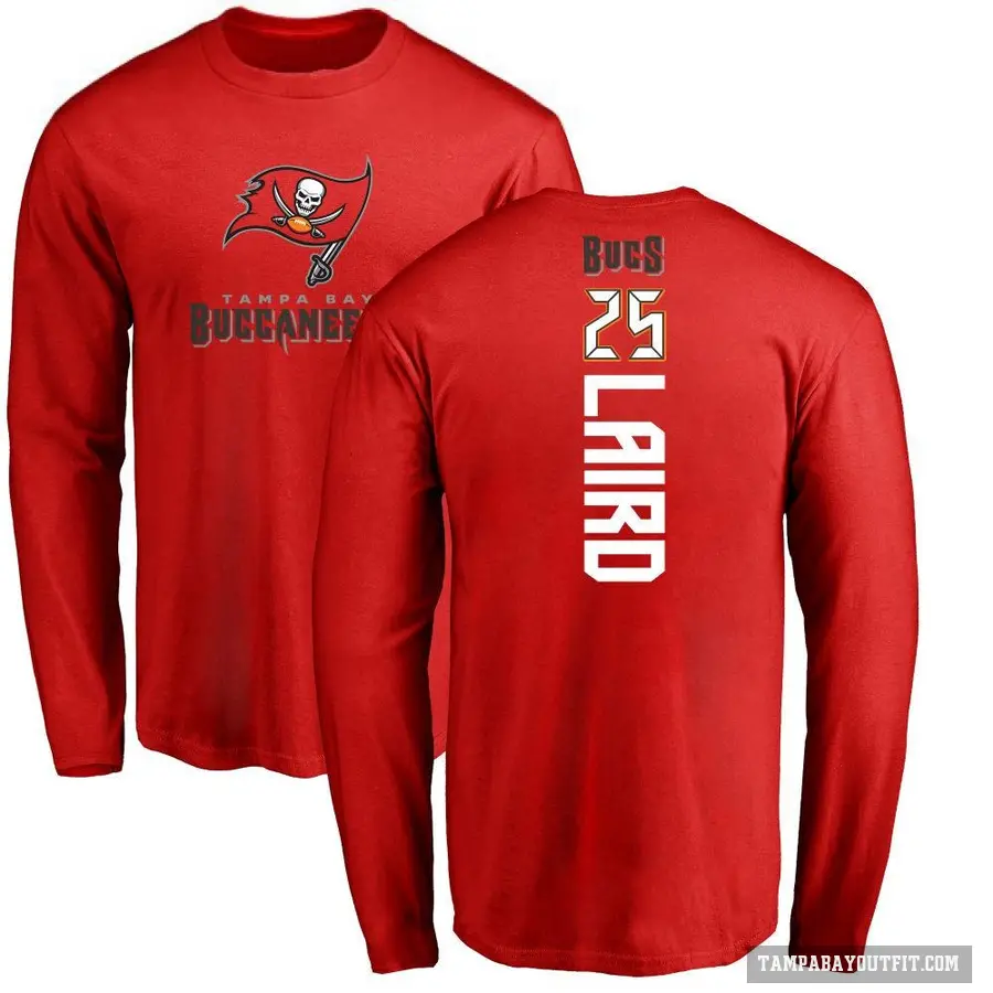 Men's ＃25 Patrick Laird Tampa Bay Buccaneers Red Backer Long Sleeve T-Shirt