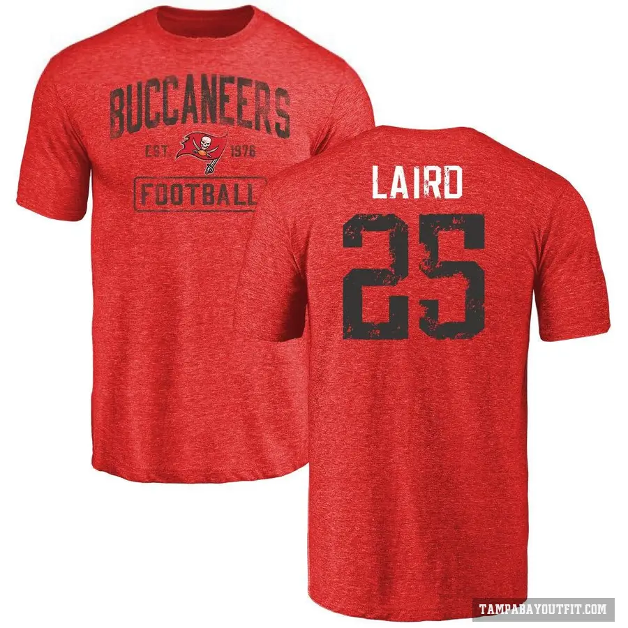 Men's ＃25 Patrick Laird Tampa Bay Buccaneers Red Distressed T-Shirt