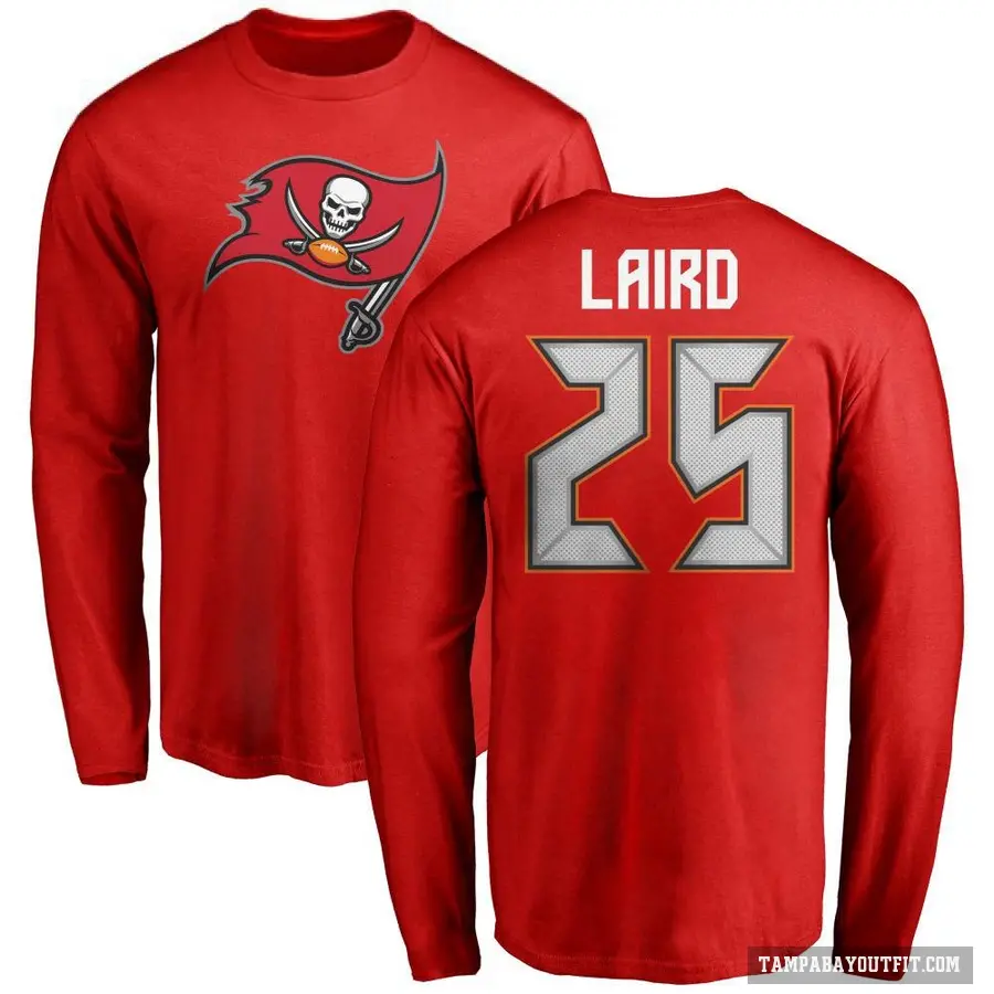 Men's ＃25 Patrick Laird Tampa Bay Buccaneers Red Logo Long Sleeve T-Shirt