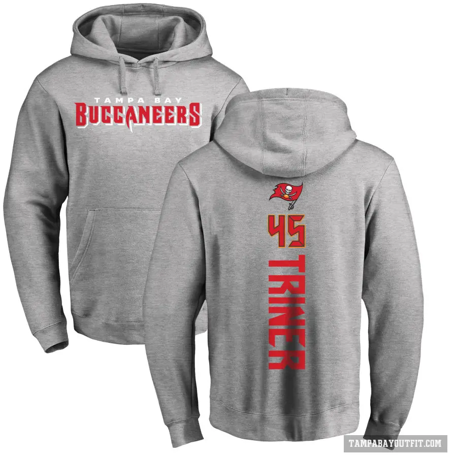 Men's ＃45 Zach Triner Tampa Bay Buccaneers Pro Line Ash Backer Pullover Hoodie