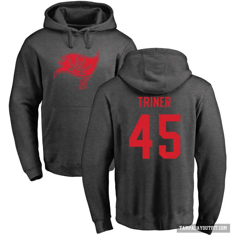 Men's ＃45 Zach Triner Tampa Bay Buccaneers Pro Line by Branded Ash One Color Pullover Hoodie