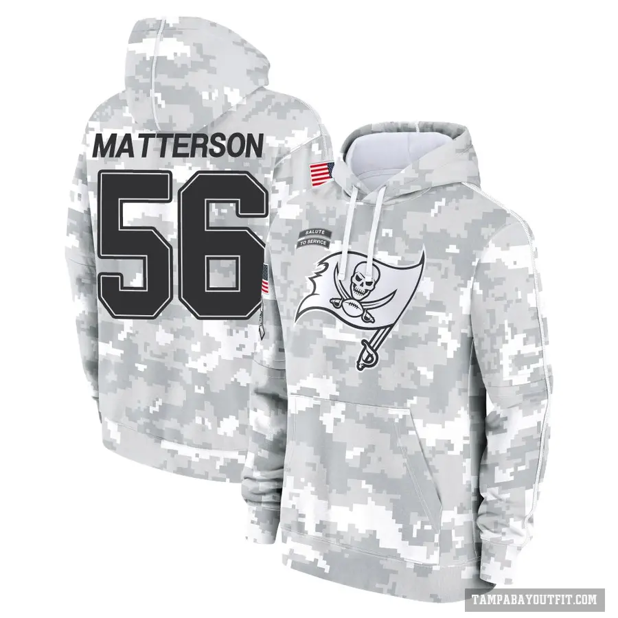 Men's ＃56 Brandon Matterson Tampa Bay Buccaneers Arctic Camo 2024 Salute to Service Club Fleece Pullover Hoodie