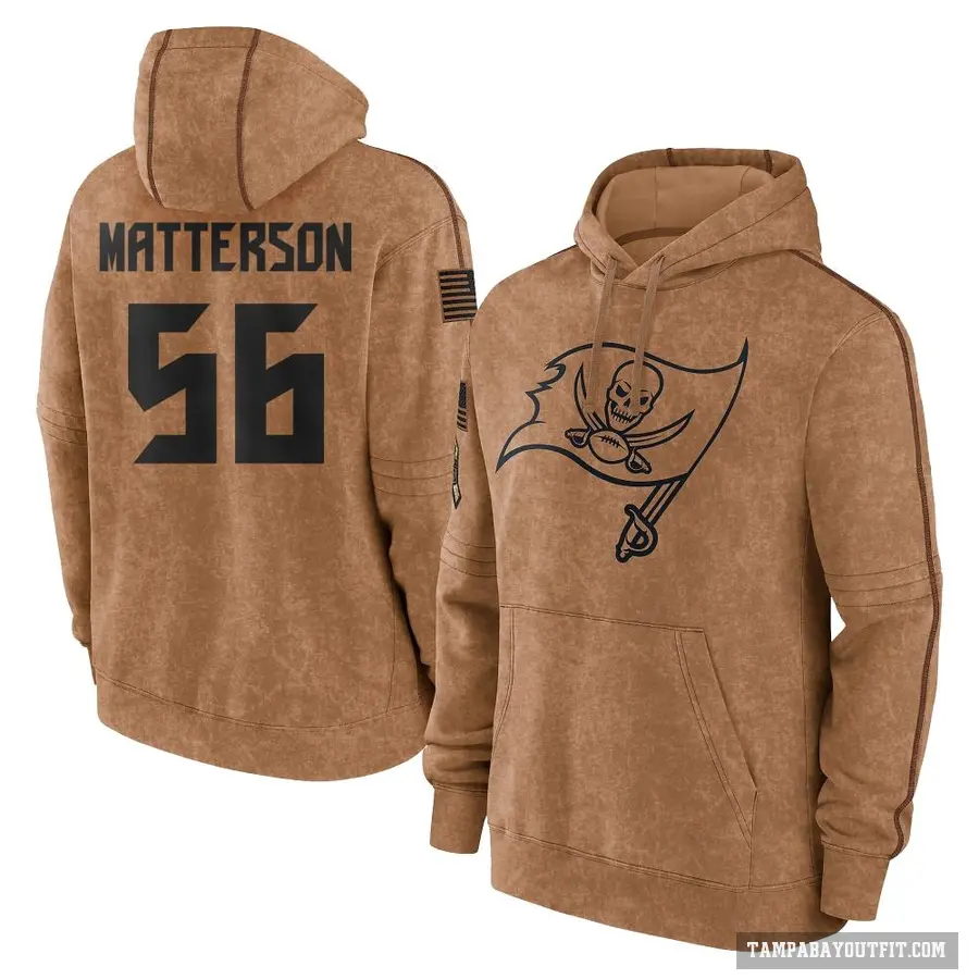 Men's ＃56 Brandon Matterson Tampa Bay Buccaneers Brown 2023 Salute To Service Club Pullover Hoodie