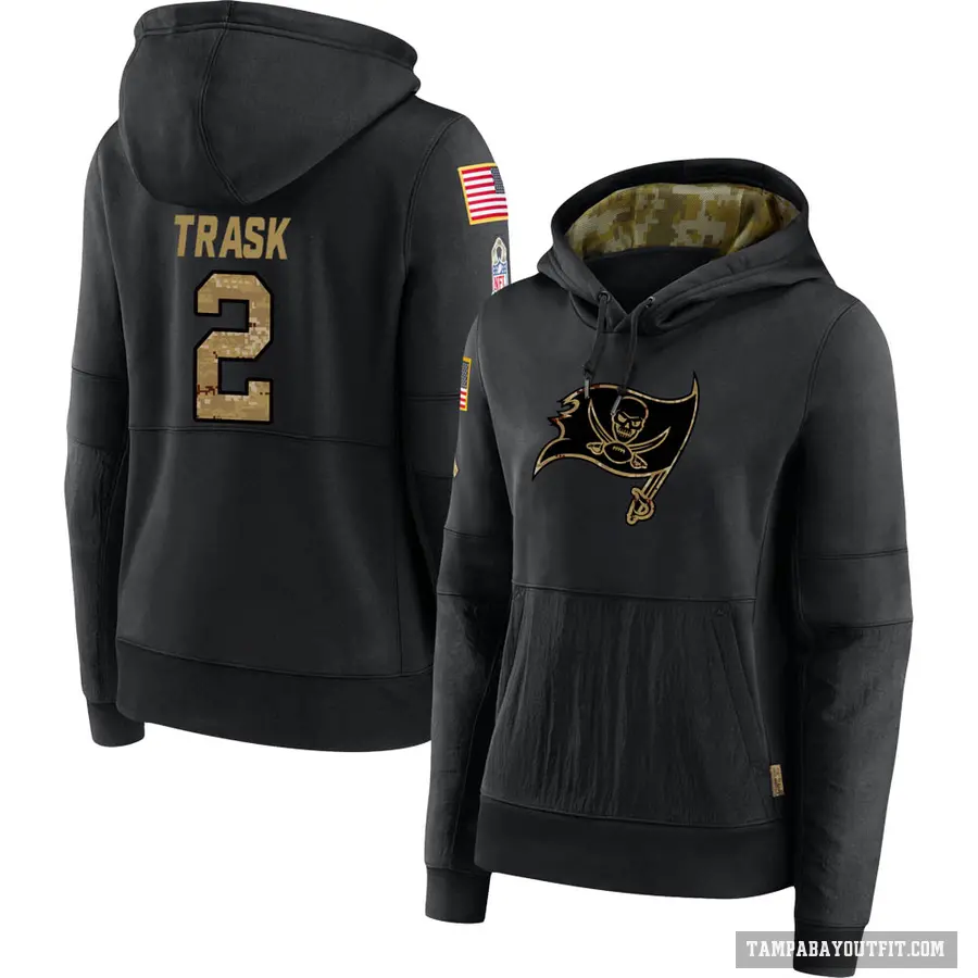 Women's ＃2 Kyle Trask Tampa Bay Buccaneers Black 2020 Salute to Service Sideline Performance Pullover Hoodie