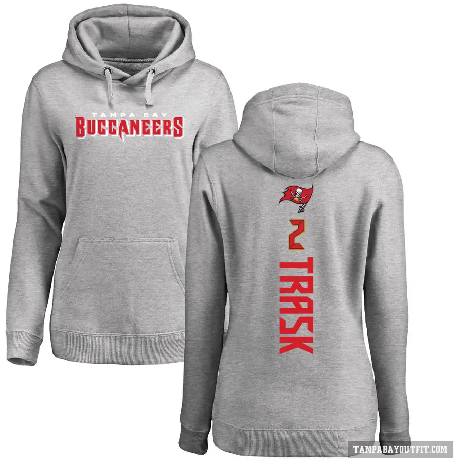 Women's ＃2 Kyle Trask Tampa Bay Buccaneers Pro Line Ash Backer Pullover Hoodie