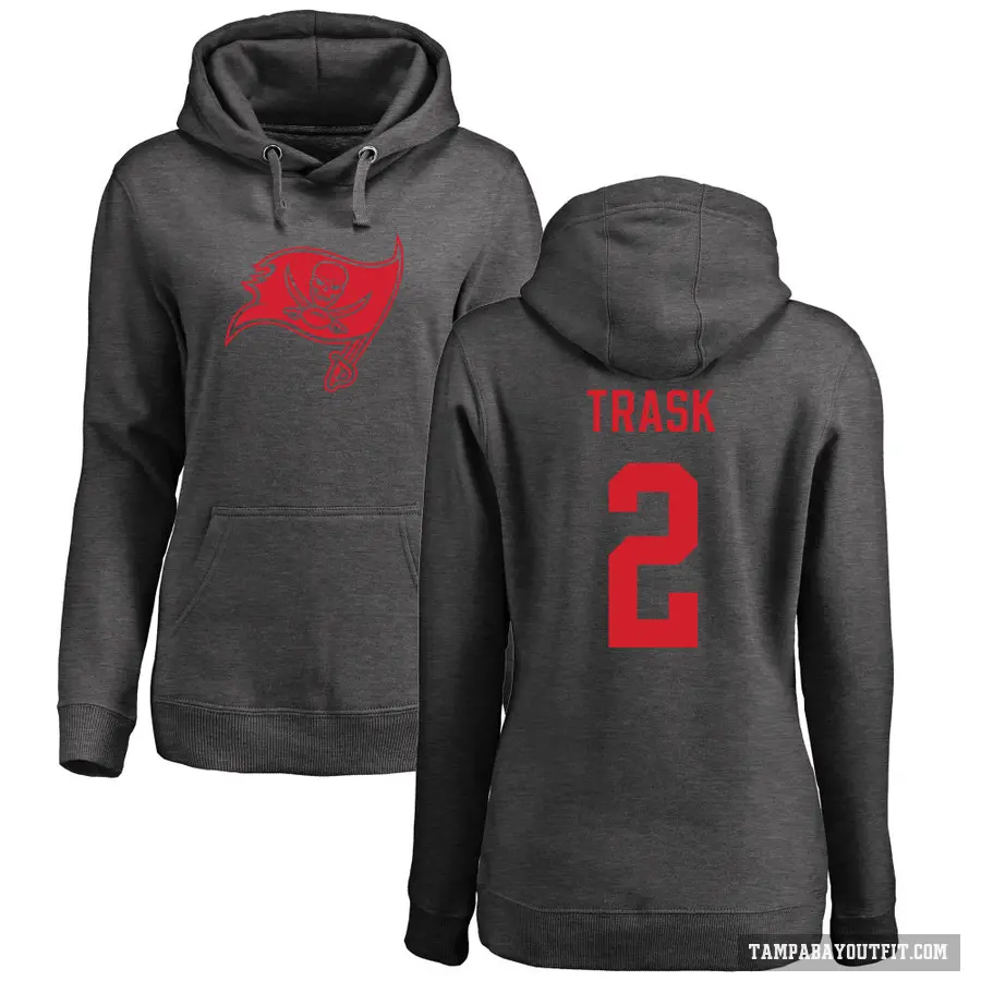 Women's ＃2 Kyle Trask Tampa Bay Buccaneers Pro Line by Branded Ash One Color Pullover Hoodie