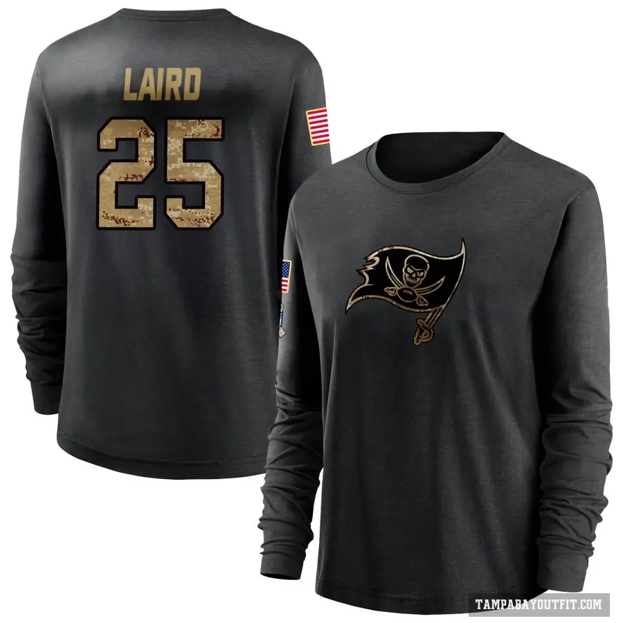 Women's ＃25 Patrick Laird Tampa Bay Buccaneers Black 2020 Salute To Service Sideline Performance Long Sleeve T-Shirt