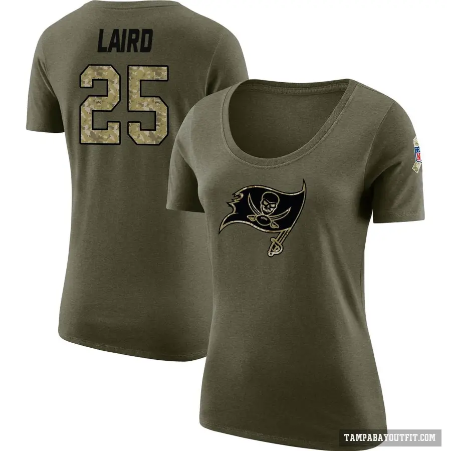 Women's ＃25 Patrick Laird Tampa Bay Buccaneers Olive Salute to Service Scoop Neck T-Shirt