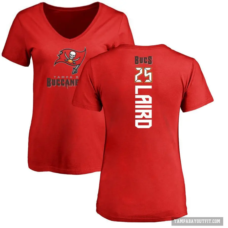 Women's ＃25 Patrick Laird Tampa Bay Buccaneers Red Backer Slim Fit T-Shirt