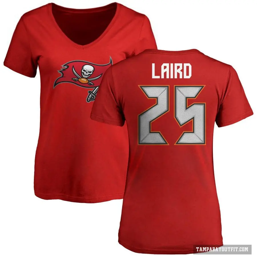 Women's ＃25 Patrick Laird Tampa Bay Buccaneers Red Logo Slim Fit T-Shirt