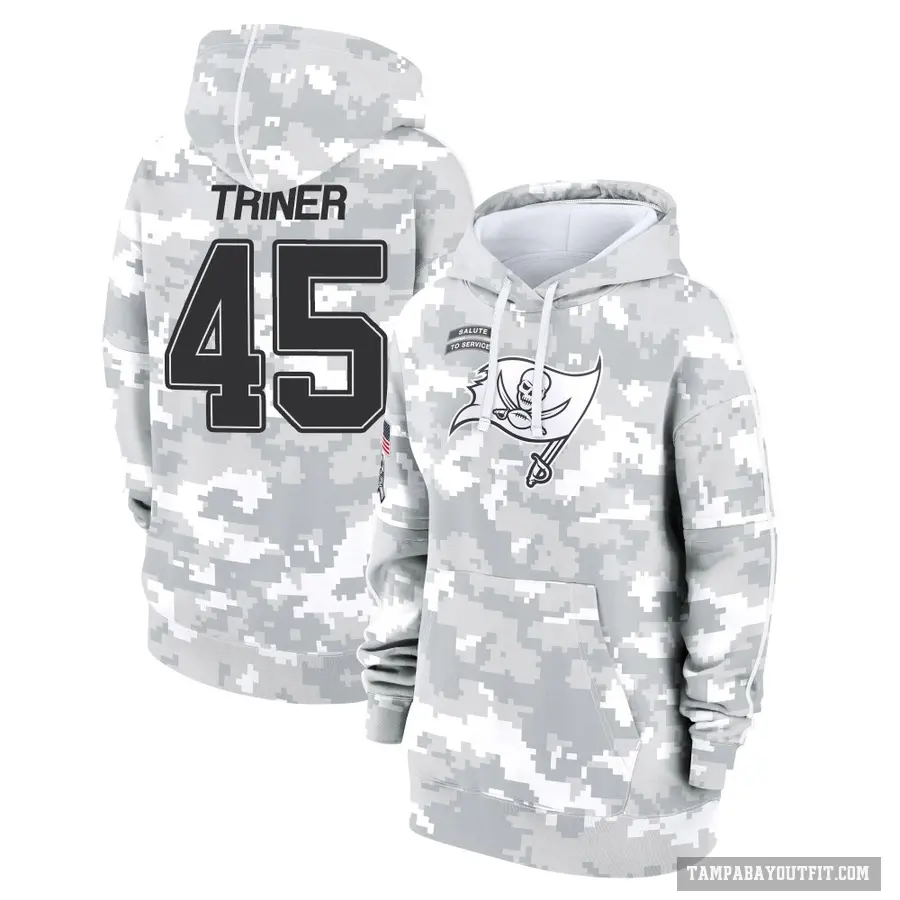 Women's ＃45 Zach Triner Tampa Bay Buccaneers Arctic Camo 2024 Salute to Service Club Fleece Pullover Hoodie