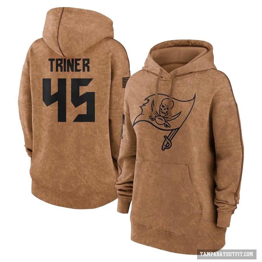 Women's ＃45 Zach Triner Tampa Bay Buccaneers Brown 2023 Salute To Service Pullover Hoodie