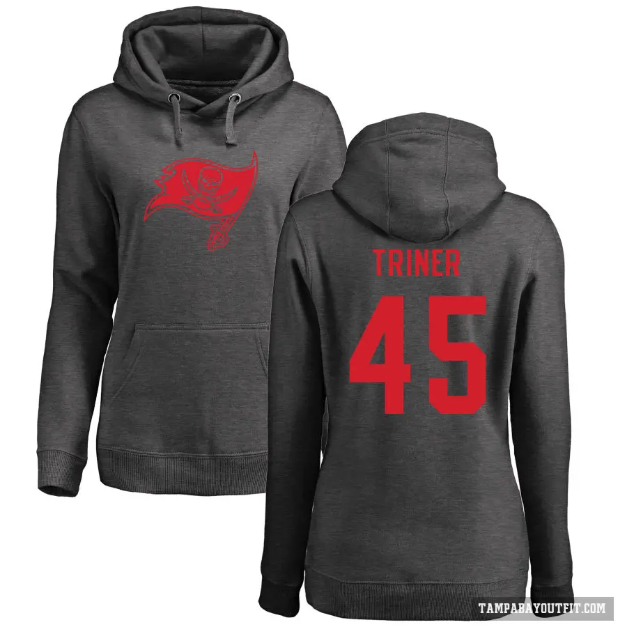 Women's ＃45 Zach Triner Tampa Bay Buccaneers Pro Line by Branded Ash One Color Pullover Hoodie