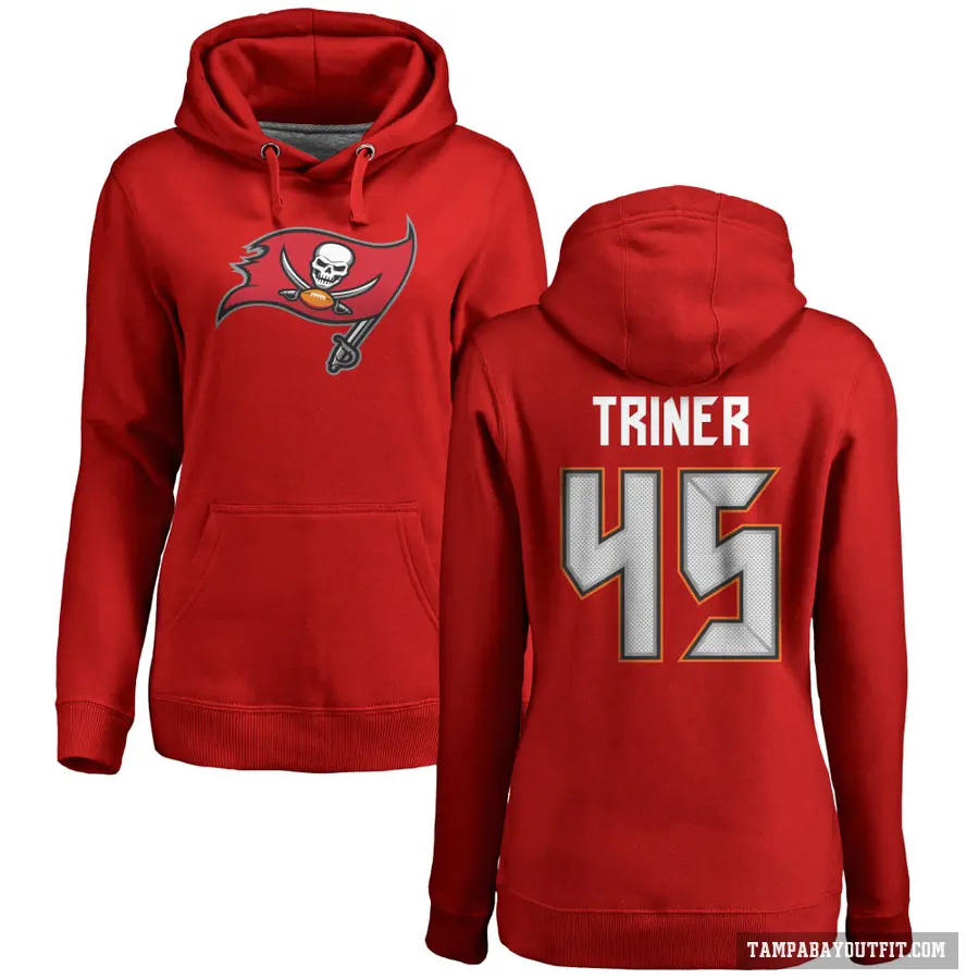 Women's ＃45 Zach Triner Tampa Bay Buccaneers Red Pro Line Logo Pullover Hoodie