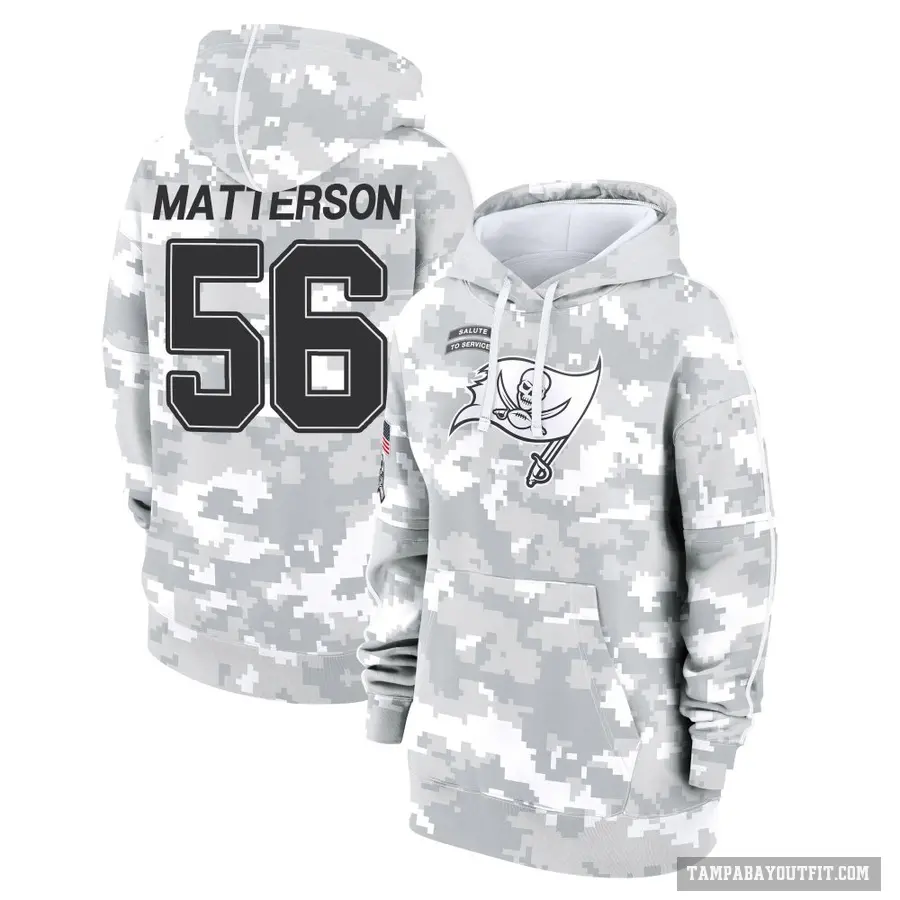 Women's ＃56 Brandon Matterson Tampa Bay Buccaneers Arctic Camo 2024 Salute to Service Club Fleece Pullover Hoodie