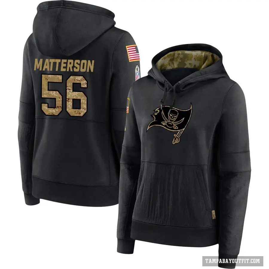 Women's ＃56 Brandon Matterson Tampa Bay Buccaneers Black 2020 Salute to Service Sideline Performance Pullover Hoodie