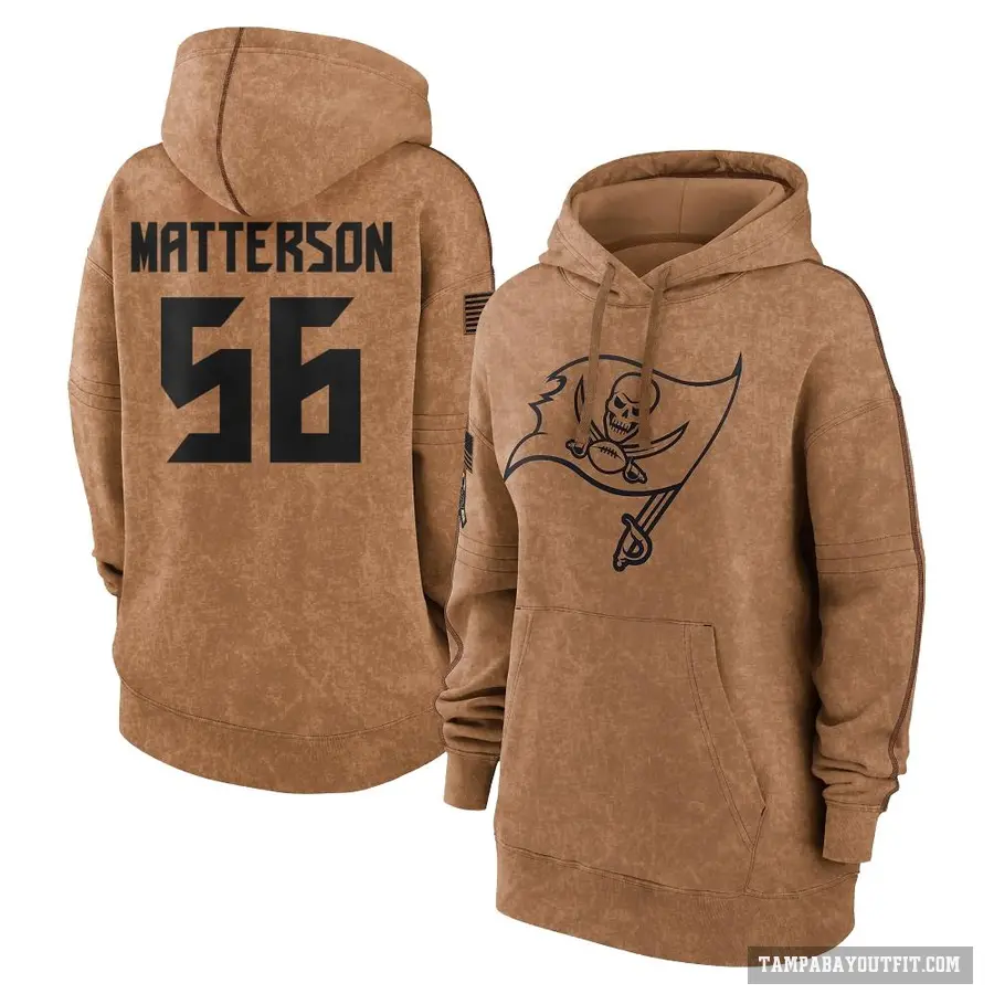 Women's ＃56 Brandon Matterson Tampa Bay Buccaneers Brown 2023 Salute To Service Pullover Hoodie