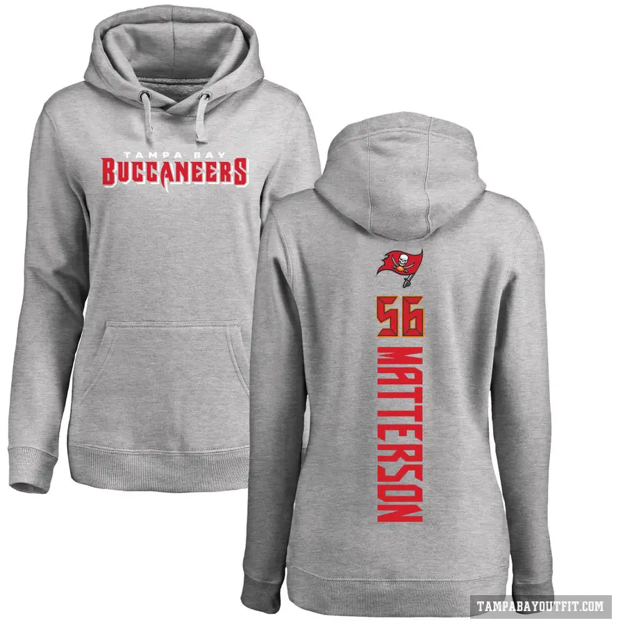 Women's ＃56 Brandon Matterson Tampa Bay Buccaneers Pro Line Ash Backer Pullover Hoodie