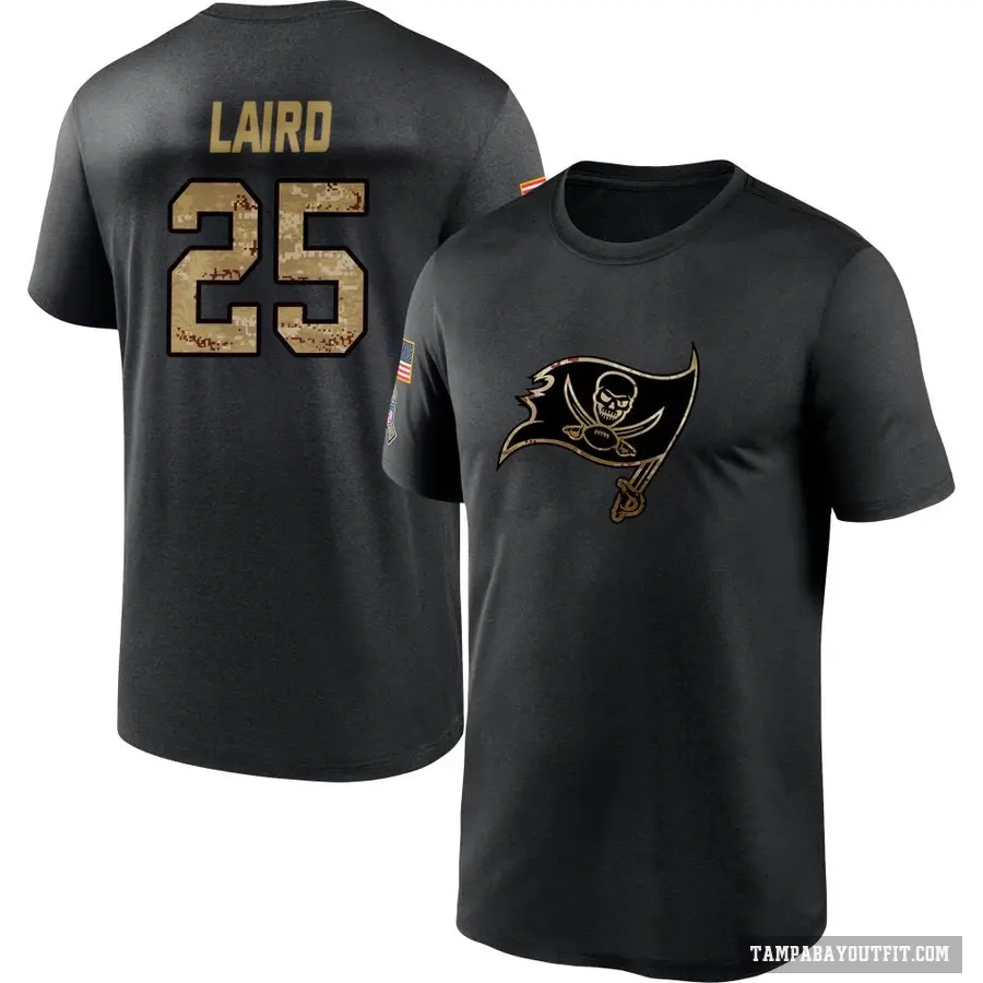 Youth ＃25 Patrick Laird Tampa Bay Buccaneers Black 2020 Salute To Service Performance T-Shirt