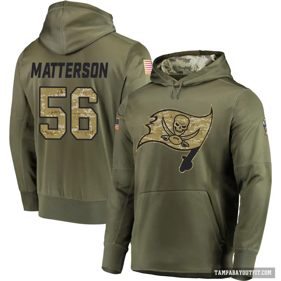 Youth ＃56 Brandon Matterson Tampa Bay Buccaneers Olive Salute to Service Pullover Hoodie